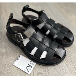 ZARA LUG SOLE FISHERMAN SANDALS NWT